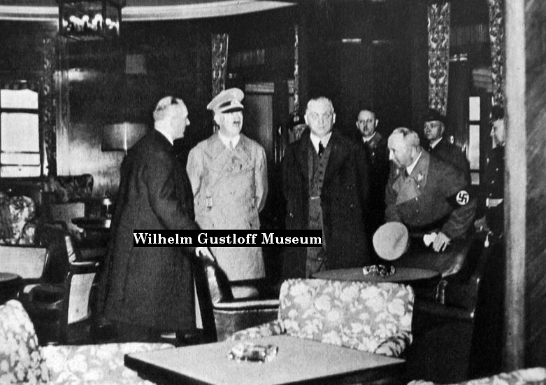 Adolf Hitler in the smoking room of the Wilhelm Gustloff